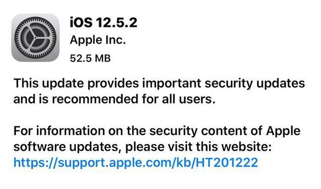 阿巴嘎苹果手机维修分享iOS12.5.2发布，建议所有老苹果用户安装 